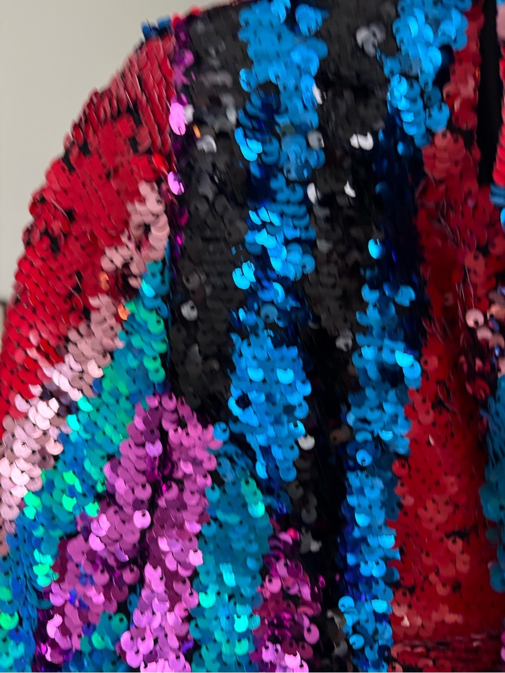 Women’s Multicolor Striped Sequin Blazer Size S Avant Garde Eclectic Dopamine - Picture 7 of 9